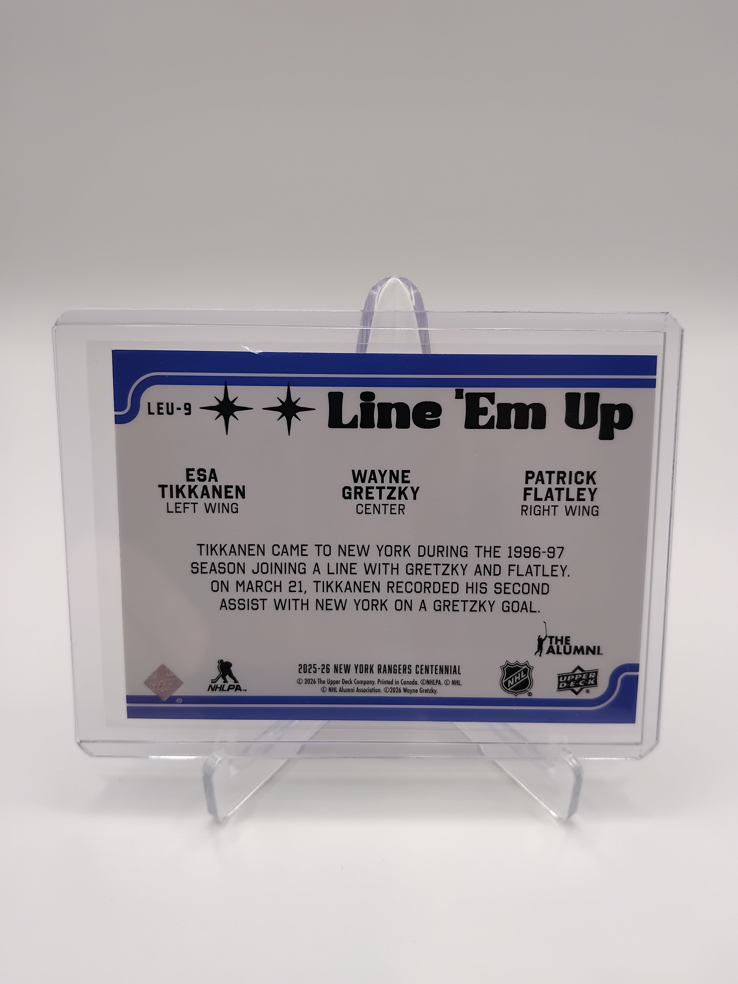 2025-26 Rangers Centennial Gretzky/Tikkanen/Flatley Line Em Up Red
