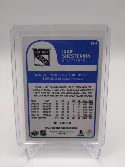 2025-26 Rangers Centennial Igor Shesterkin Award Winners