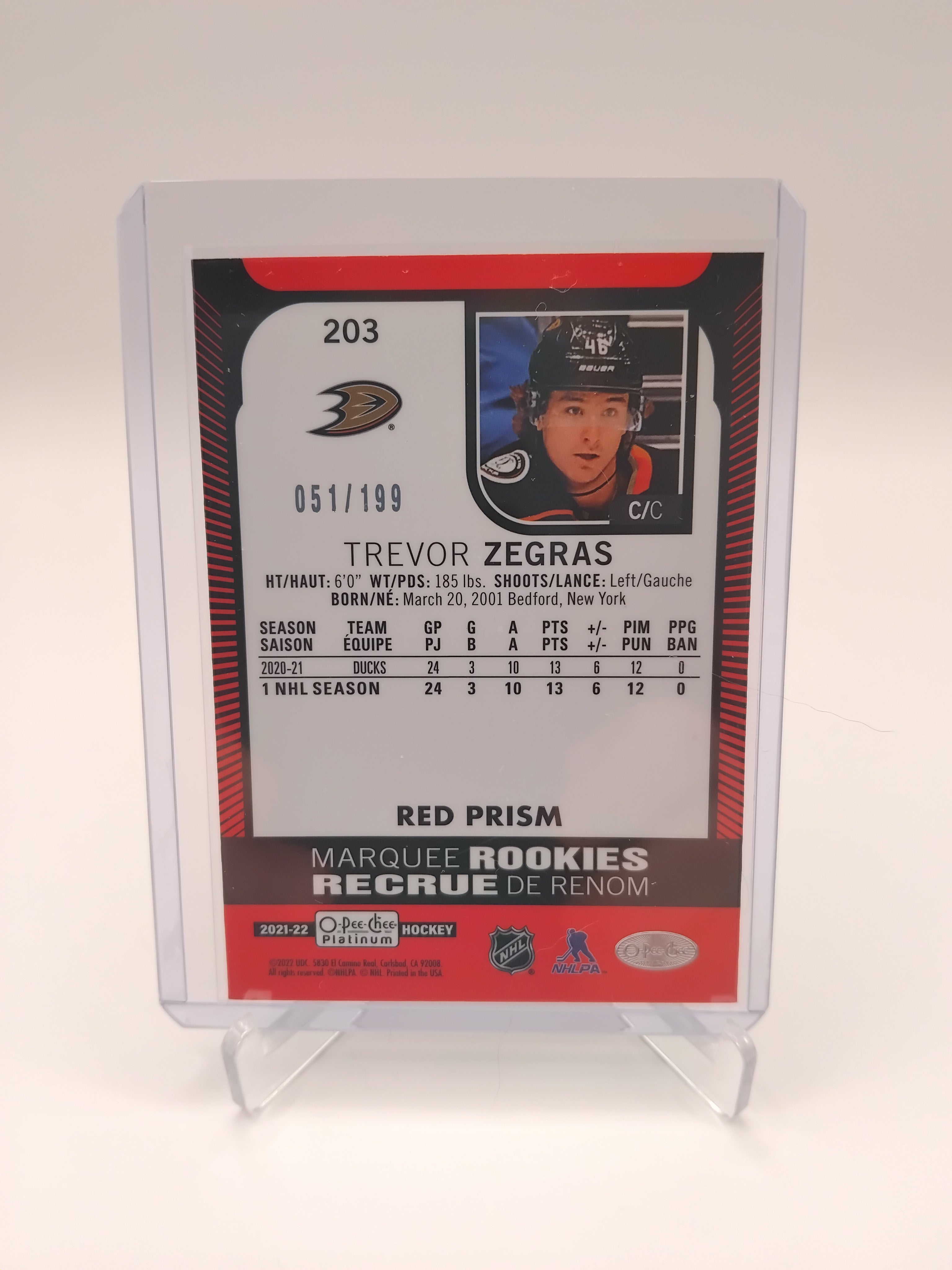 2021-22 OPC Platinum Trevor Zegras 051/199