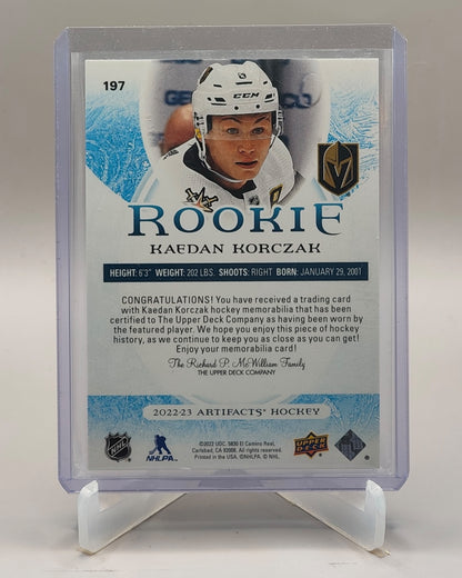 2022-23 Upper Deck Artifacts #197 Kaedan Korczak Material Emerald #/99