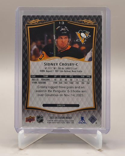 2024-25 Upper Deck Stature #13 Sidney Crosby 2023-24 Update - Green #/375