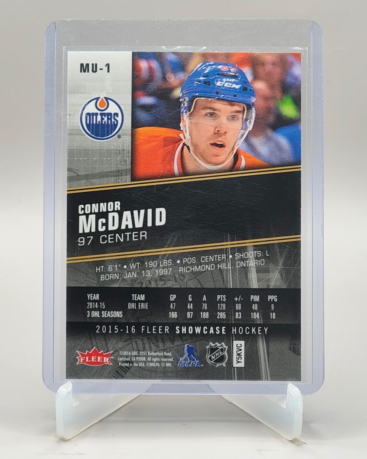 2015-16 Fleer Showcase #MU-1 Connor McDavid Metal Universe Rookies