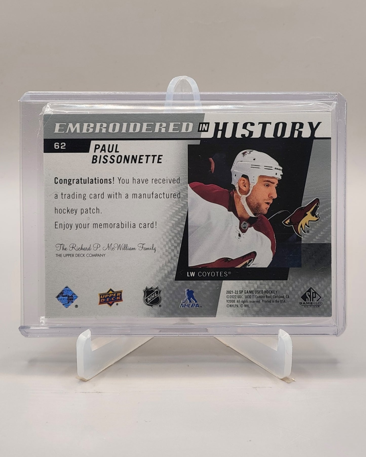 2021-22 SP Game Used #62 Paul Bissonnette Embroidered in History