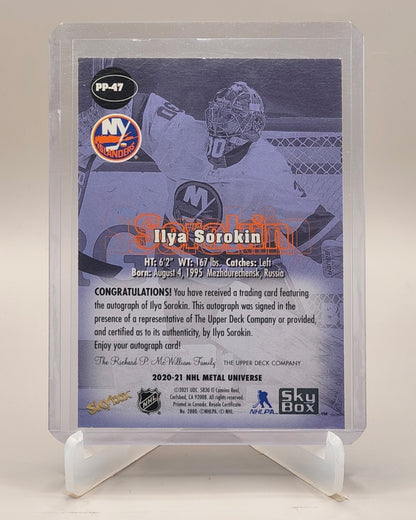 2020-21 SkyBox Metal Universe #PP-47 Ilya Sorokin Retro Star Rubies Autographs