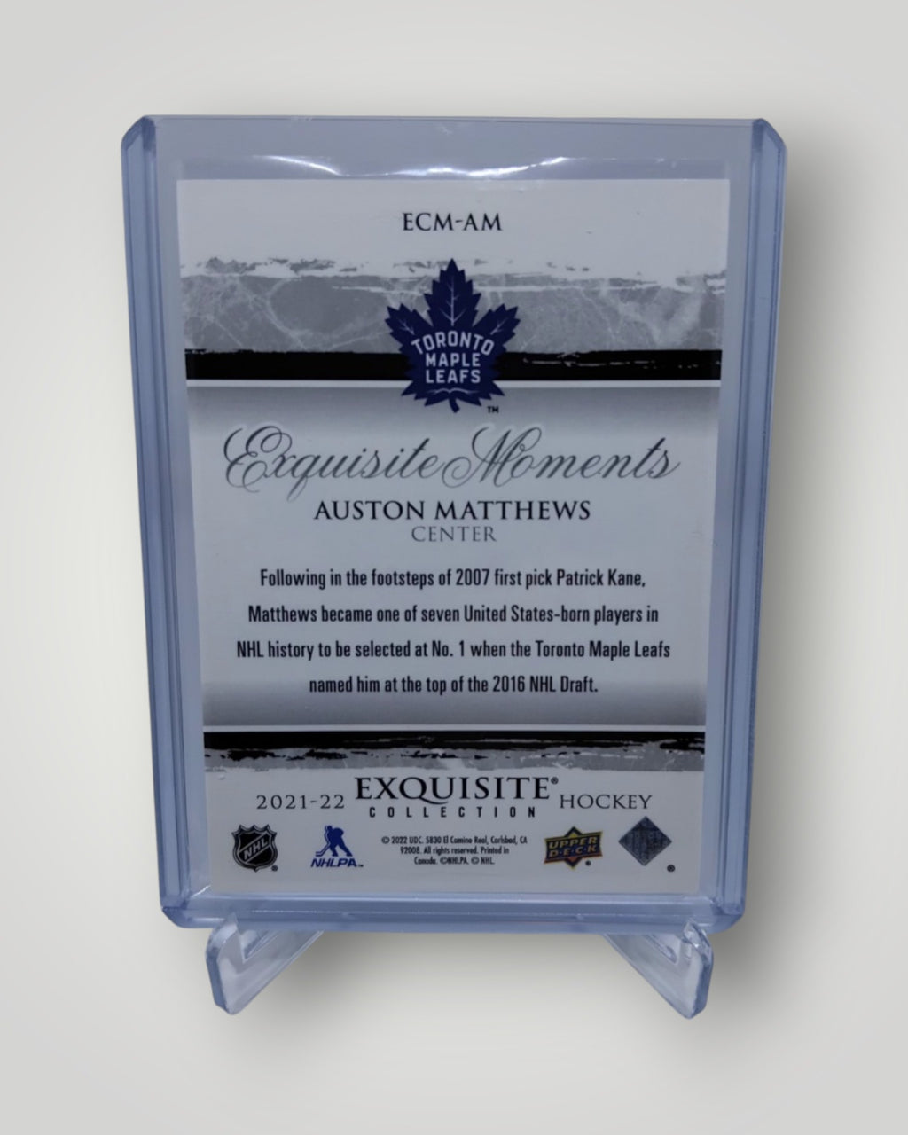 2021-22 Upper Deck Exquisite Collection ECM-AM Exquisite Moments Auston Matthews 115/399