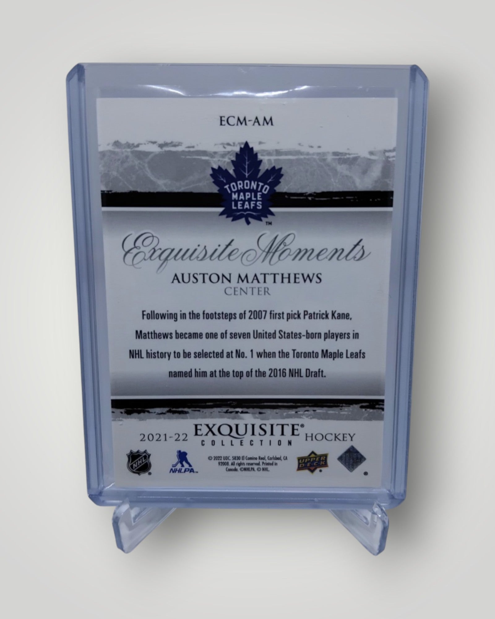 2021-22 Upper Deck Exquisite Collection ECM-AM Exquisite Moments Auston Matthews 115/399