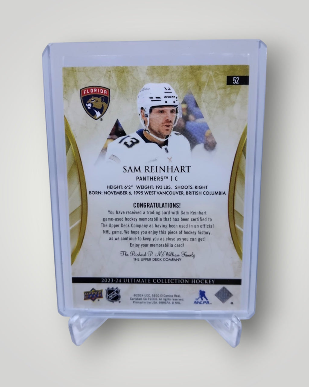 2023-24 Upper Deck Ultimate Collection #52 Sam Reinhart Jumbo Jersey 129/149