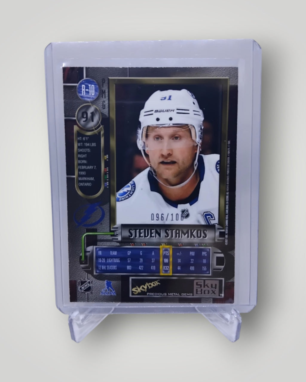 2021-22 Metal Universe R-10 Steven Stamkos Retro Red PMG 96/100