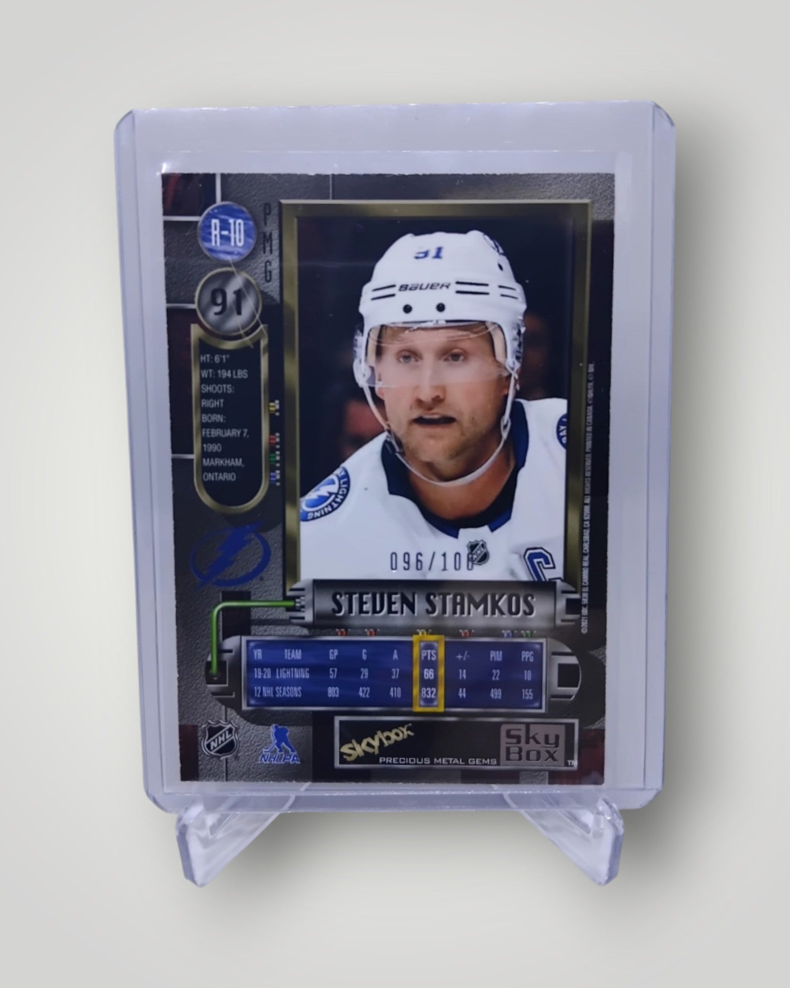 2021-22 Metal Universe R-10 Steven Stamkos Retro Red PMG 96/100