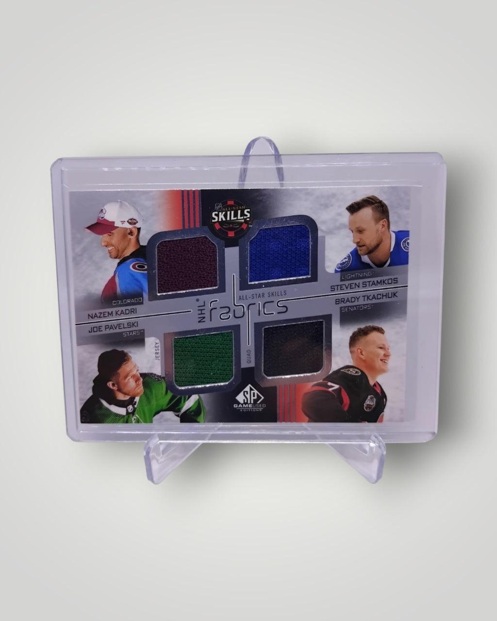 2022-23 Upper Deck SP Game Used AS4-5 Quad All Star Skills Fabrics Kadri/Stamkos/Pavelski/Tkachuk