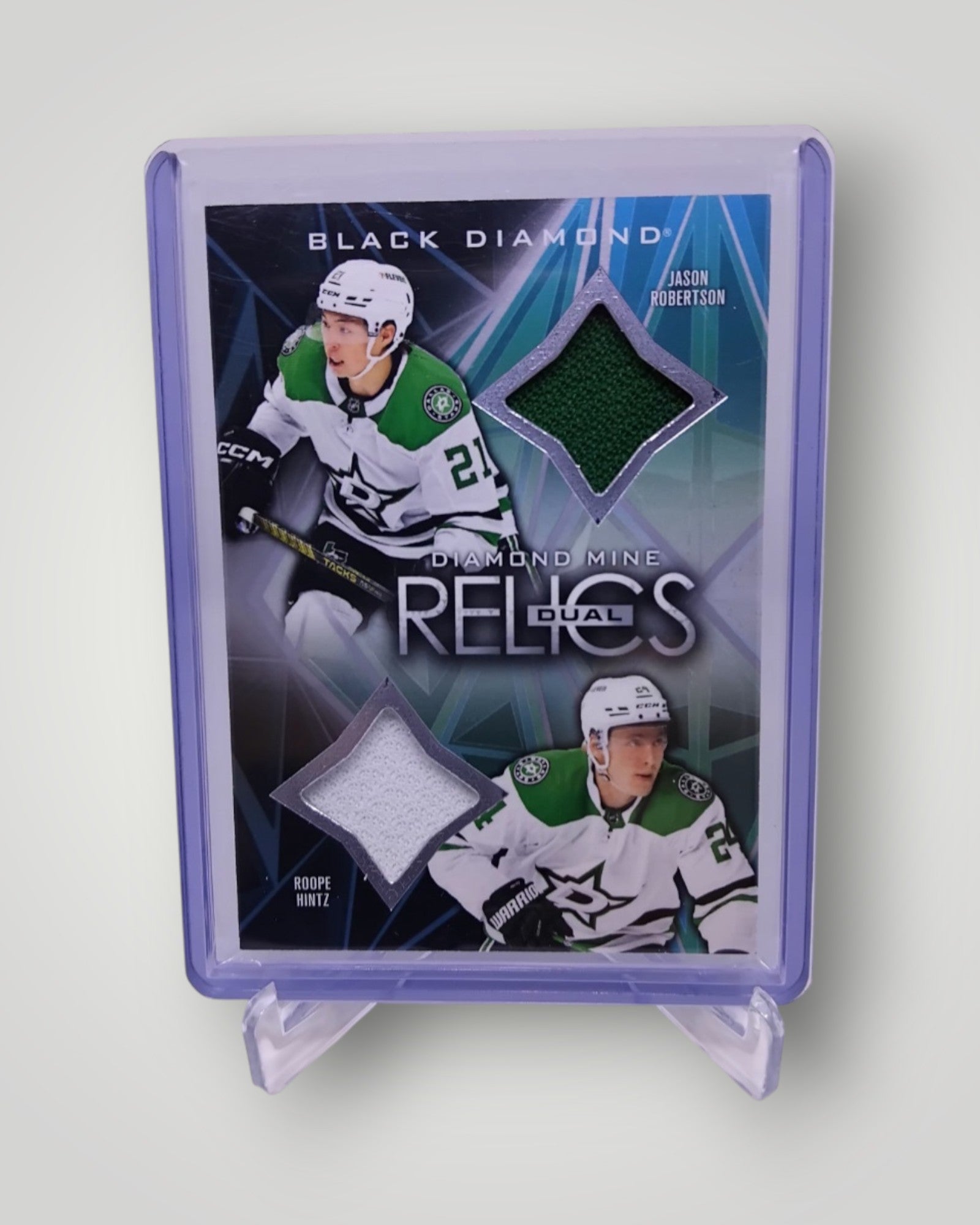2024-25 Upper Deck Black Diamond DMDR-RH Diamond Mine Dual Relics Robertson/Hintz