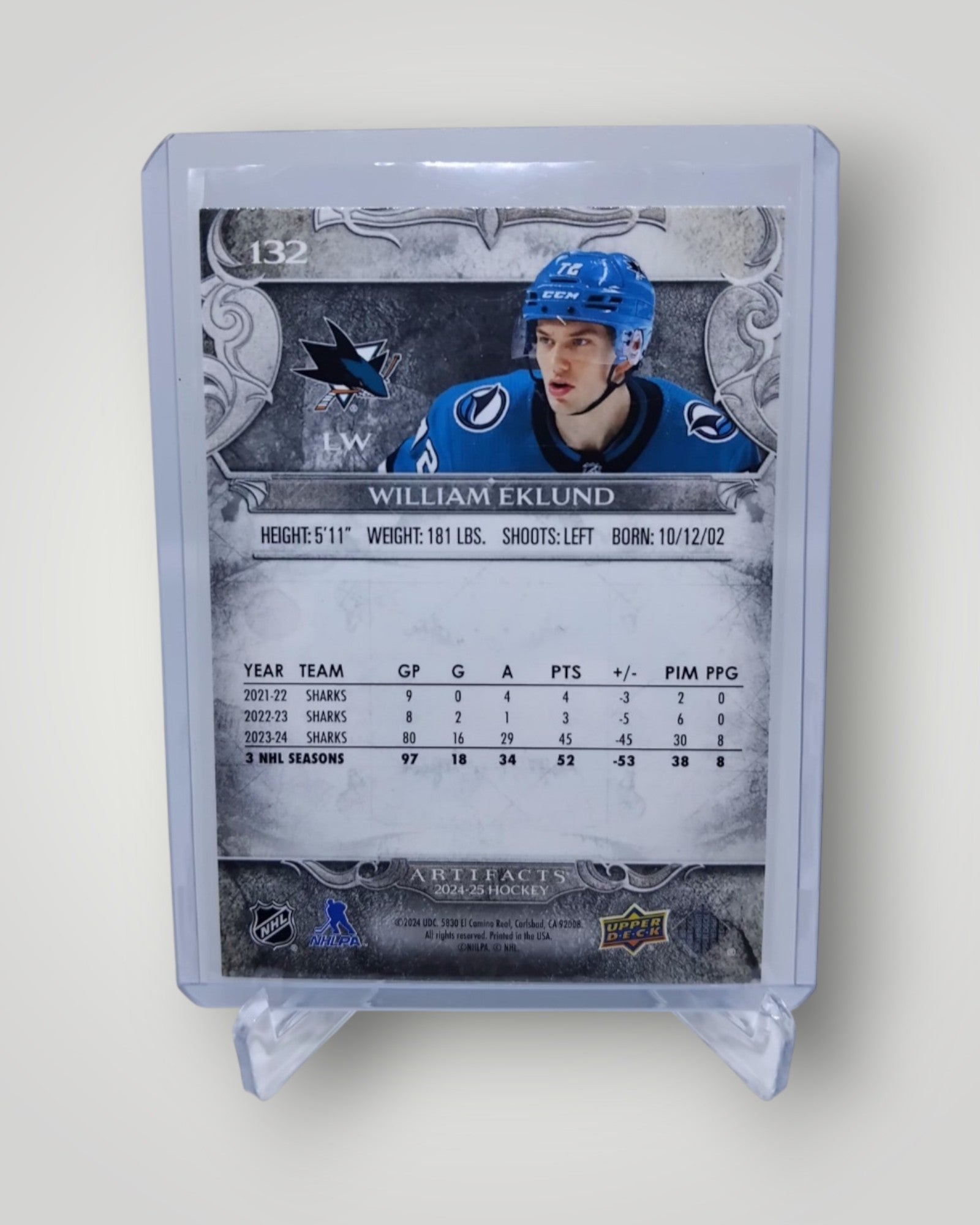 2024-25 Upper Deck Artifacts #132 William Eklund Gold Foilboard
