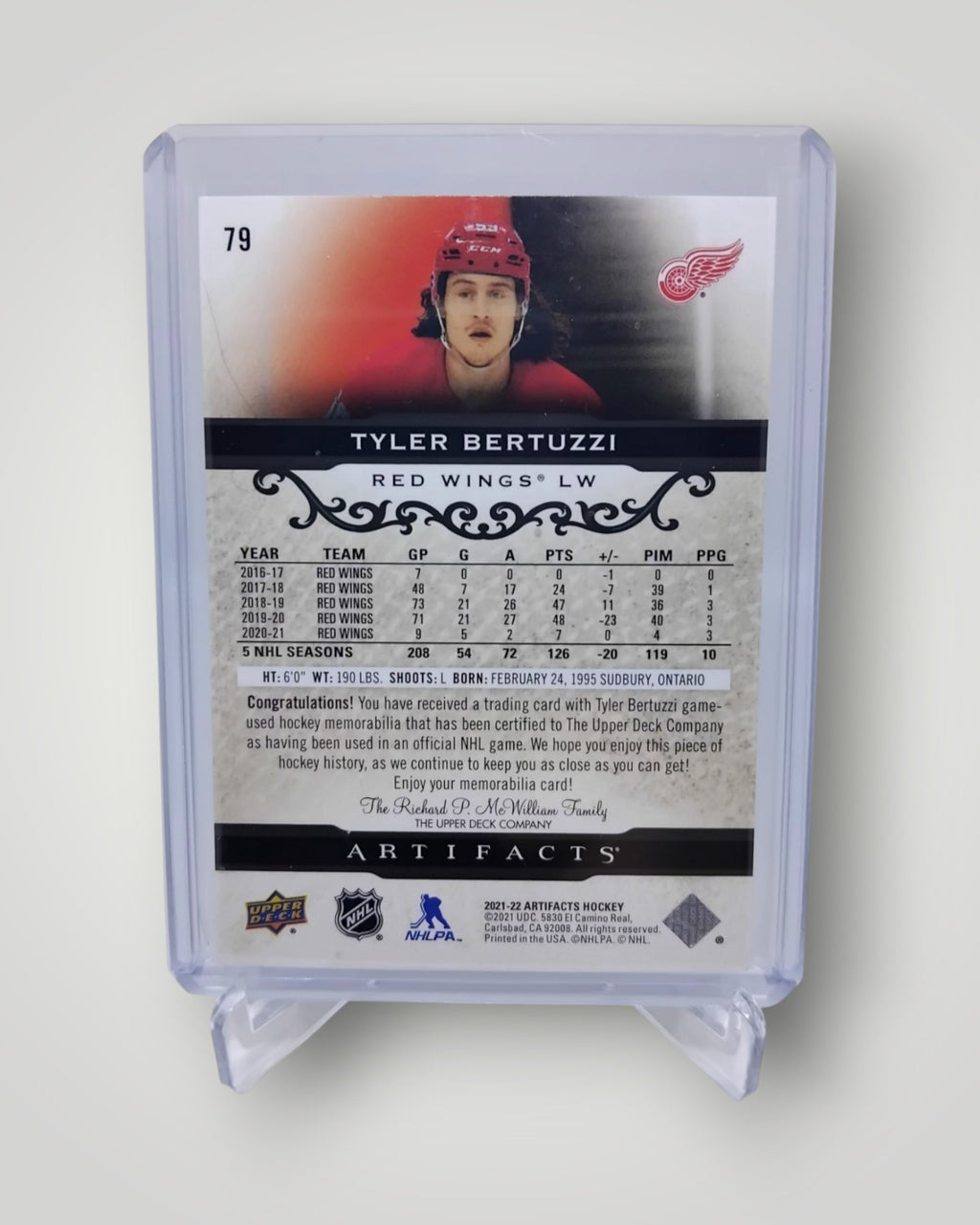 2021-22 Upper Deck Artifacts #79 Tyler Bertuzzi Dual Patch 3/5