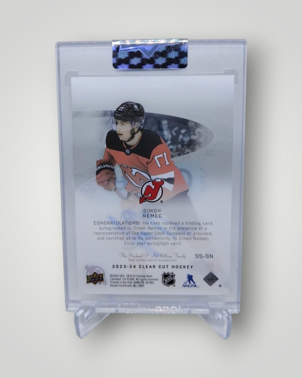 23-24 Upper Deck Clearcut SS-SN Simon Nemec Sweetshots Autograph