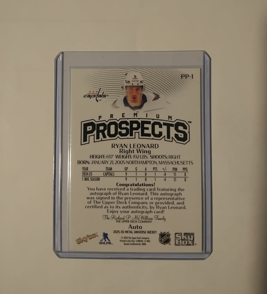 2025-26 Metal Universe Ryan Leonard Premium Prospects Auto