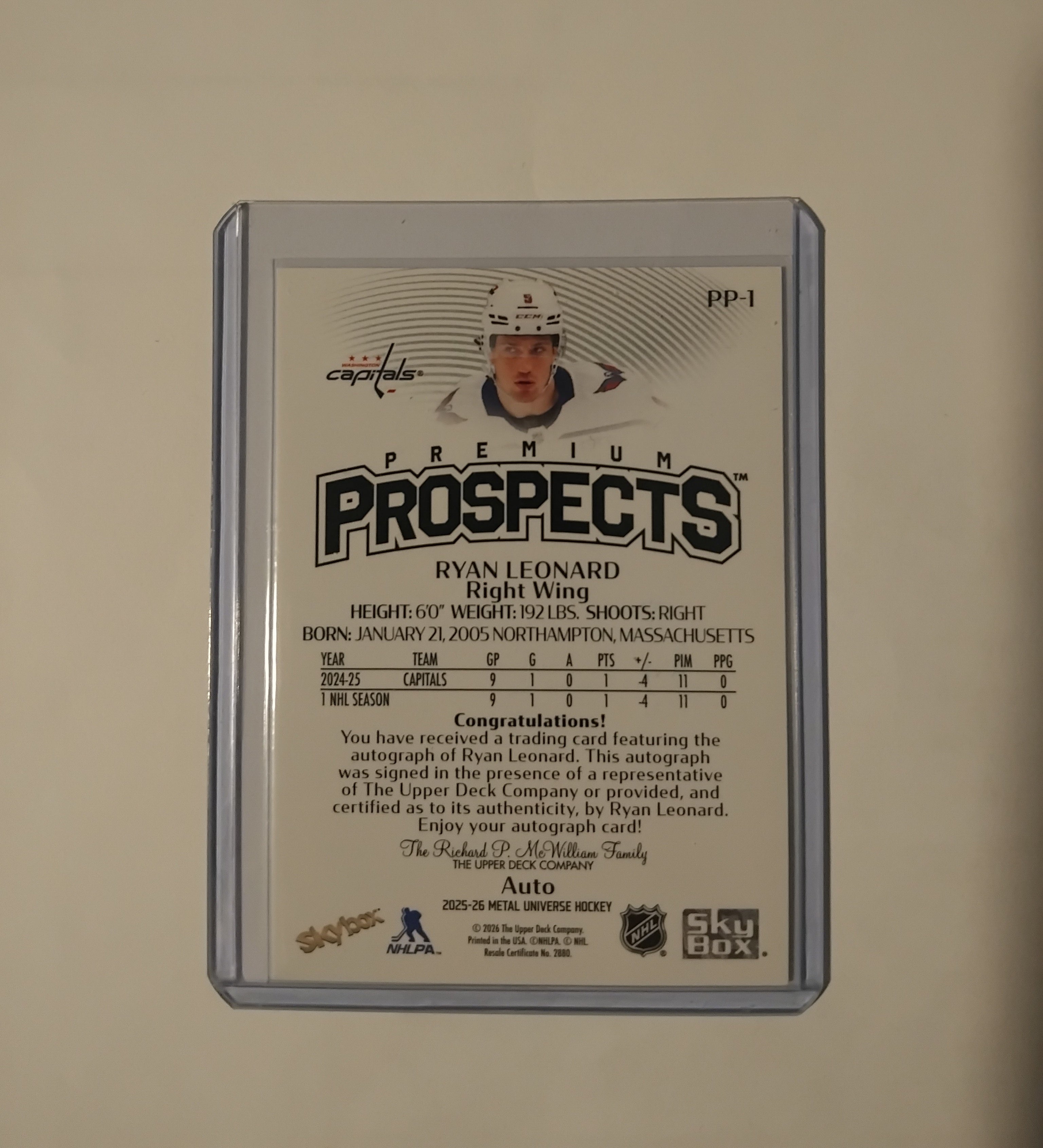 2025-26 Metal Universe Ryan Leonard Premium Prospects Auto